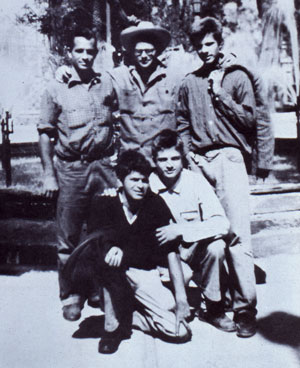 Jack Kerouac, Allen Ginsberg, Peter Orlovsky, Gregory Corso and Lafeadio Corso, Mexico City, 1956